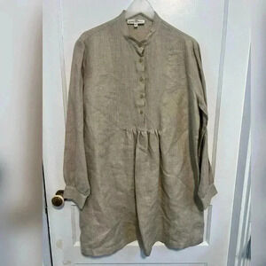 Gordon Henderson 100% linen lagenlook tan top/dress
